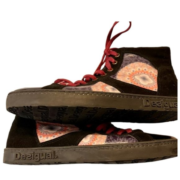 Desigual Rebeldia High Top Black Suede/Patent Sneakers - EU 40 US 9/9.5 - Picture 6 of 12